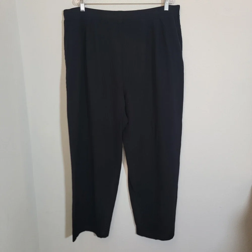 Eileen Fisher Solid Black Elastic Waist Pull On Pant 3X Ponte Minimalist‎ Casual